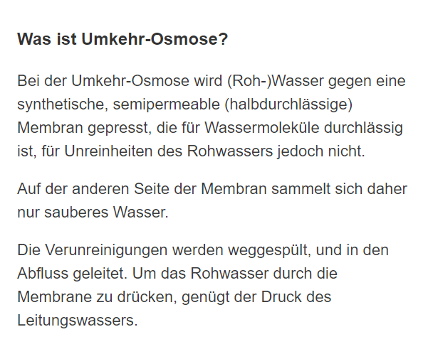 Osmose-Wasserfilter für  Kleinsteinhausen