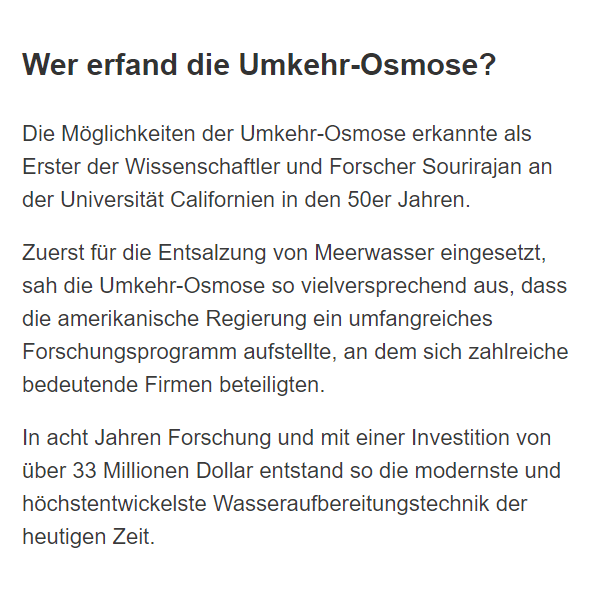 Umkehr-Osmose-Erfinder für 72108 Rottenburg (Neckar)